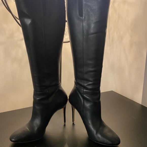 Michael Kors Stiletto Knee High black leather boots Sz.7 - Picture 4 of 10